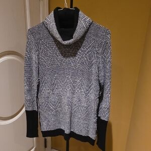 Ellen Tracy Black and Gray Cowl Neck Sweater